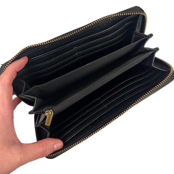 Fossil Logan RFID Zip Around Clutch Cheetah Wristlet Wallet - Picture 4 of 6